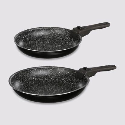 2 poêles aluminium poignée amovible, 24/28 cm Amovible