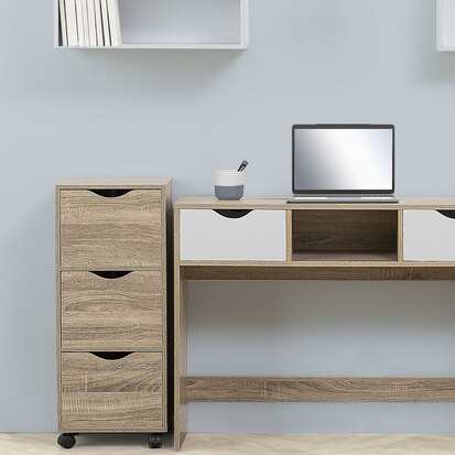 Tour 3 portes à roulettes, effet bois 