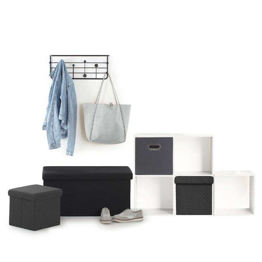 Pouf pliable 31x31 cm, velours gris Mix'n modul