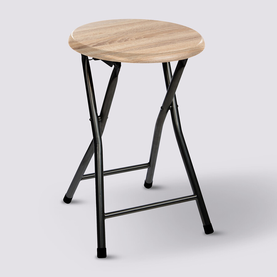 Tabouret pliant, effet bois naturel 