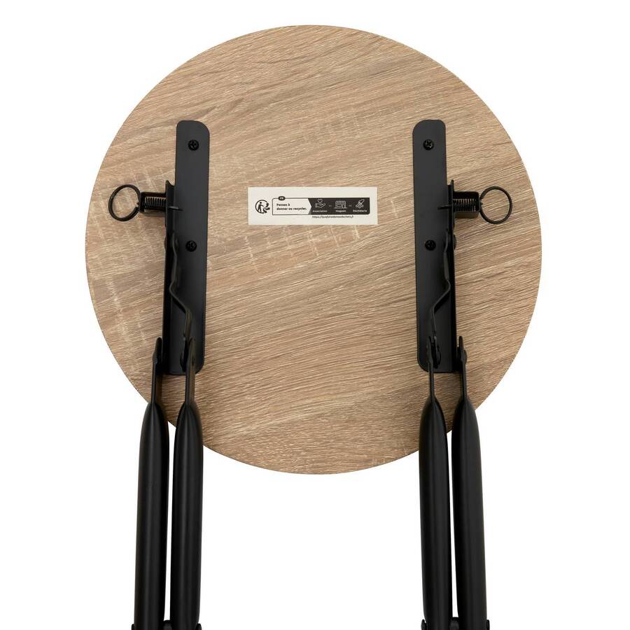 Tabouret pliant, effet bois naturel