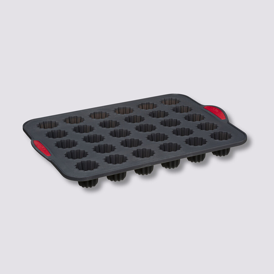 Moule 30 cannelés silicone- noir,rouge Silitop