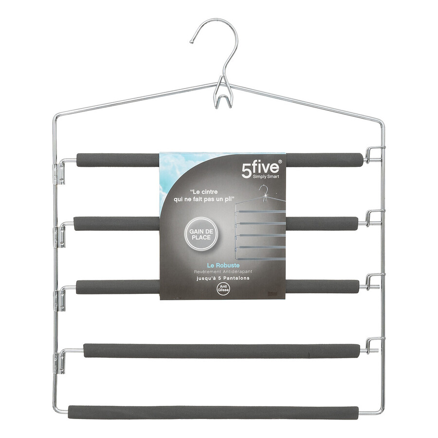 Lot de 5 cintres pantalons en métal Hang'pant