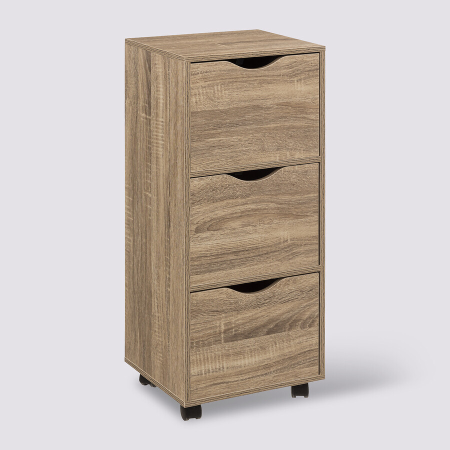 Tour 3 portes à roulettes, effet bois 