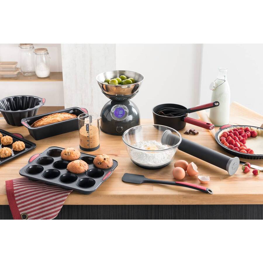Moule à tarte 26cm silicone- noir,rouge Silitop