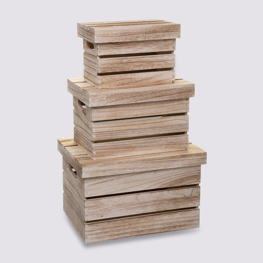 3 boîtes de rangement en bois Cagette