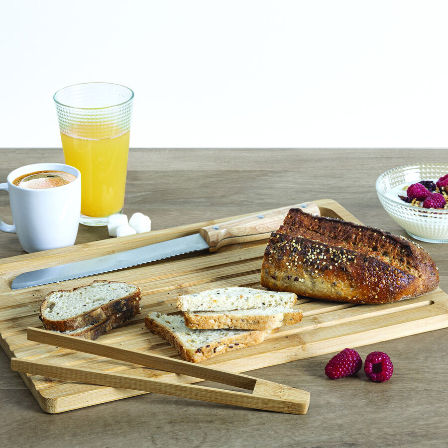 Planche à pain avec couteau/pince Bambou