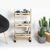 Desserte à roulettes 3 étages en bois Cagette