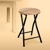 Tabouret pliant, effet bois naturel 
