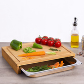 Planche à découper 35x28 cm, bac inox Bambou