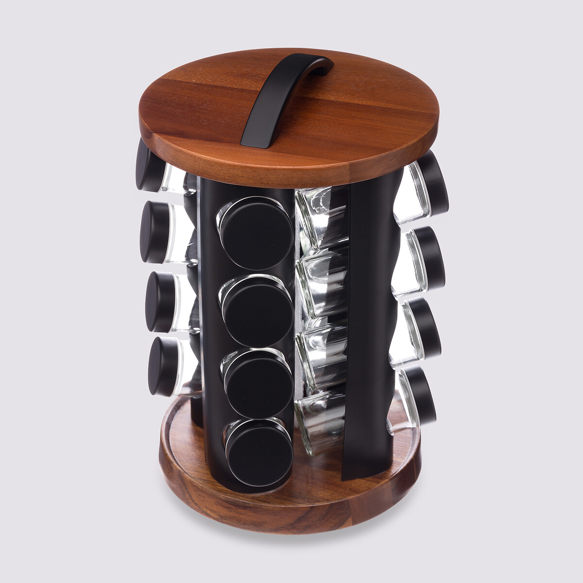 Support rotatif acacia 16 pots à épices 