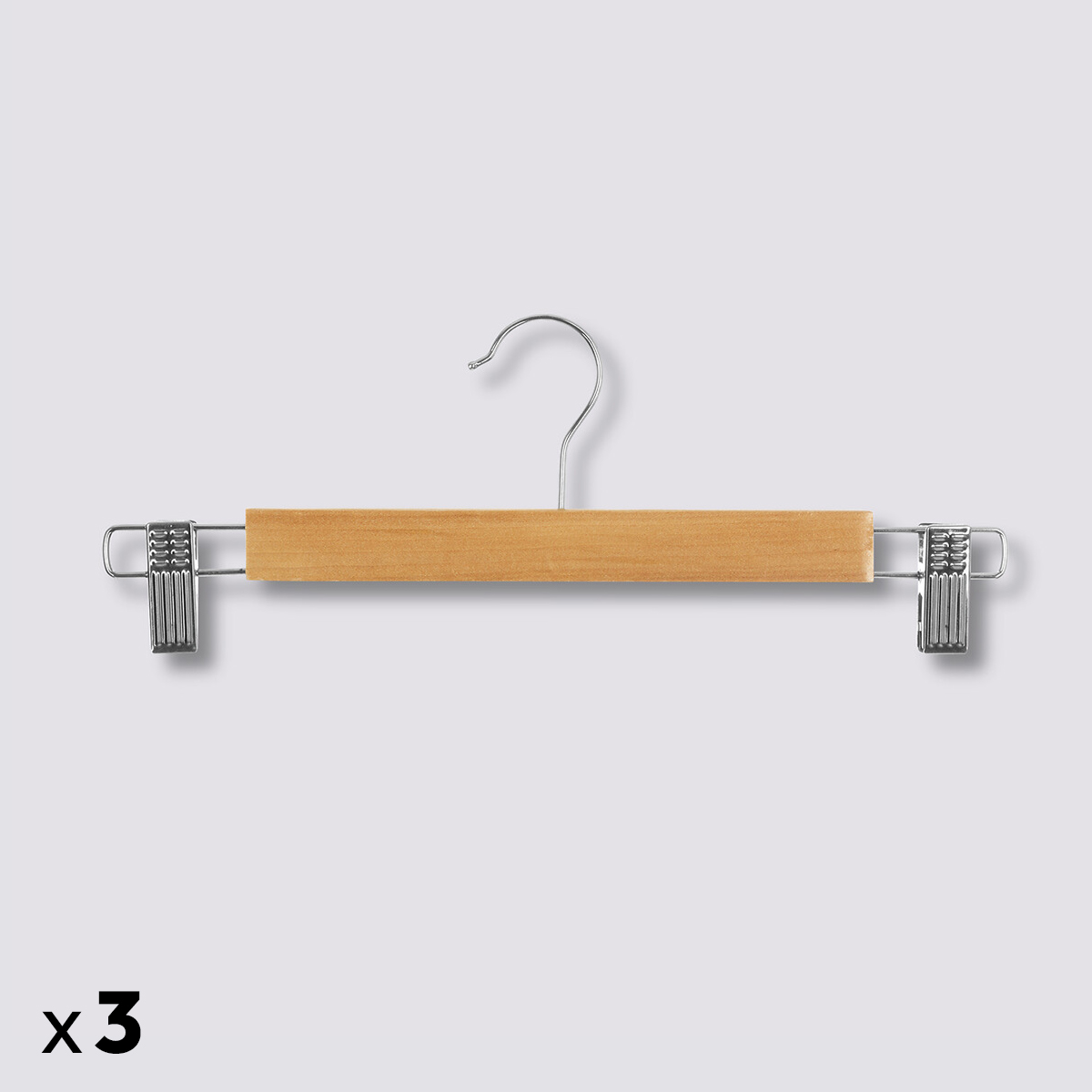 Lot de 3 cintres à pinces métal/bois Hang'clip