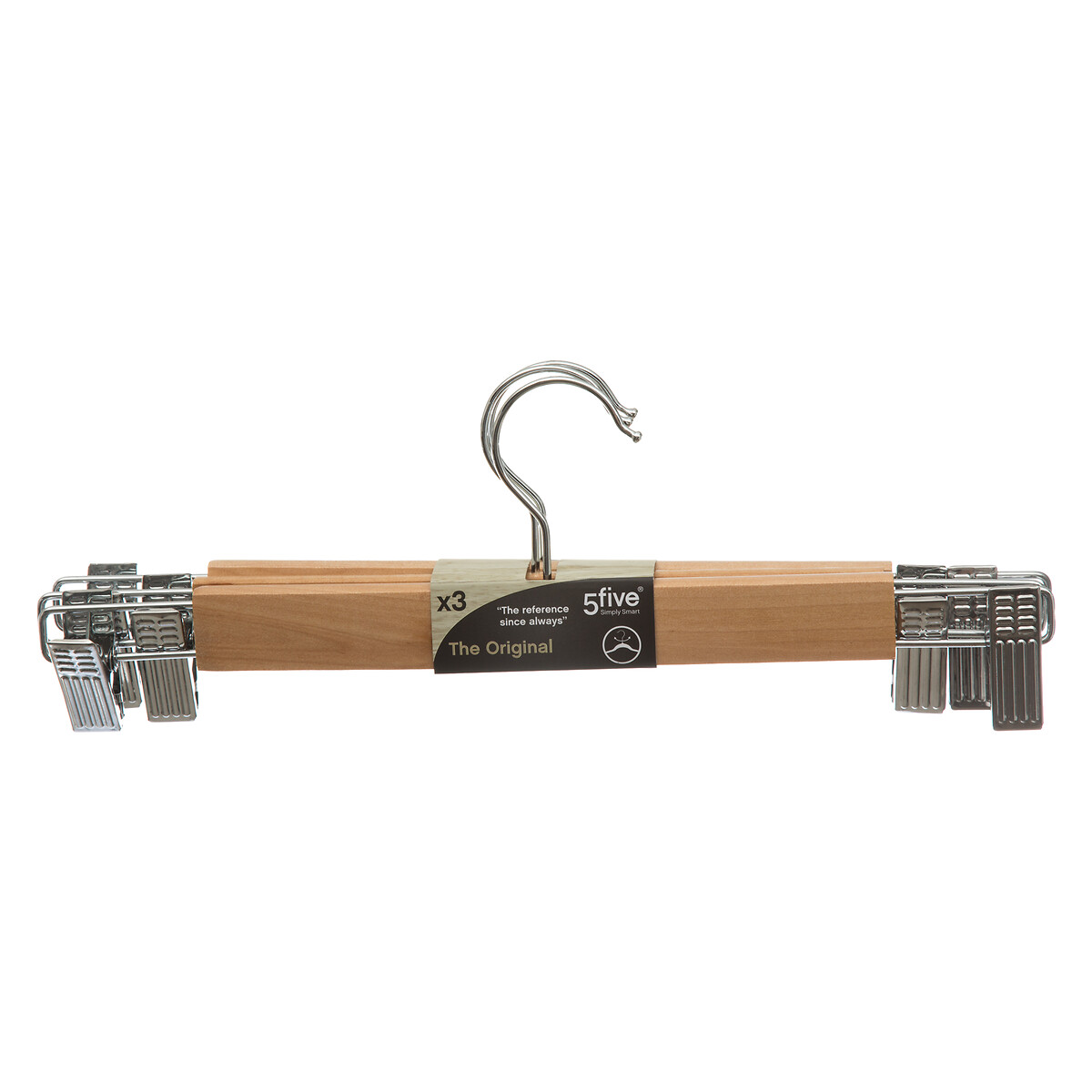 Lot de 3 cintres à pinces métal/bois Hang'clip