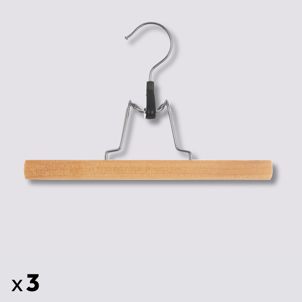 Lot de 3 cintres à pinces bois Hang'clip