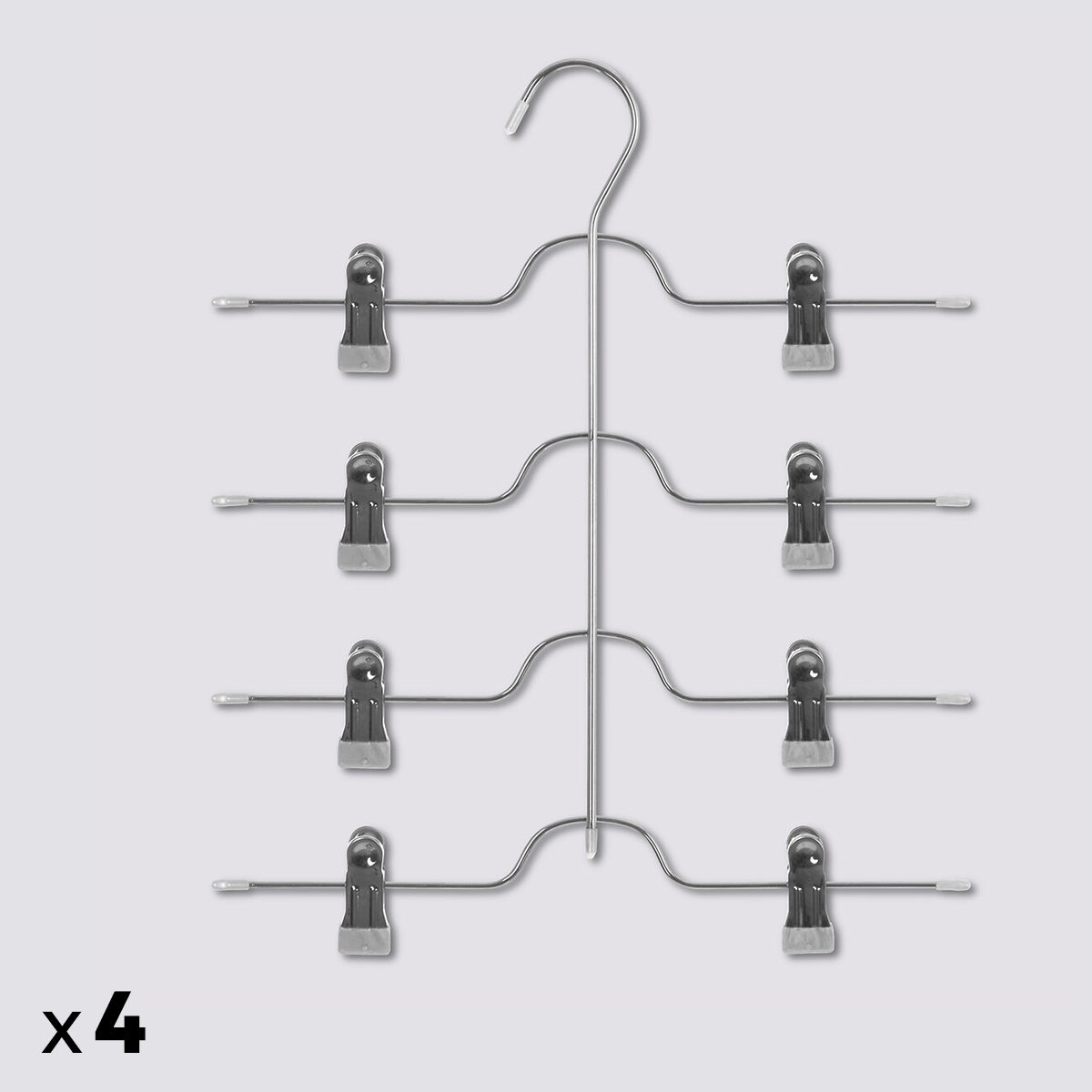 Lot de 4 cintres pantalons en métal Hang'clip