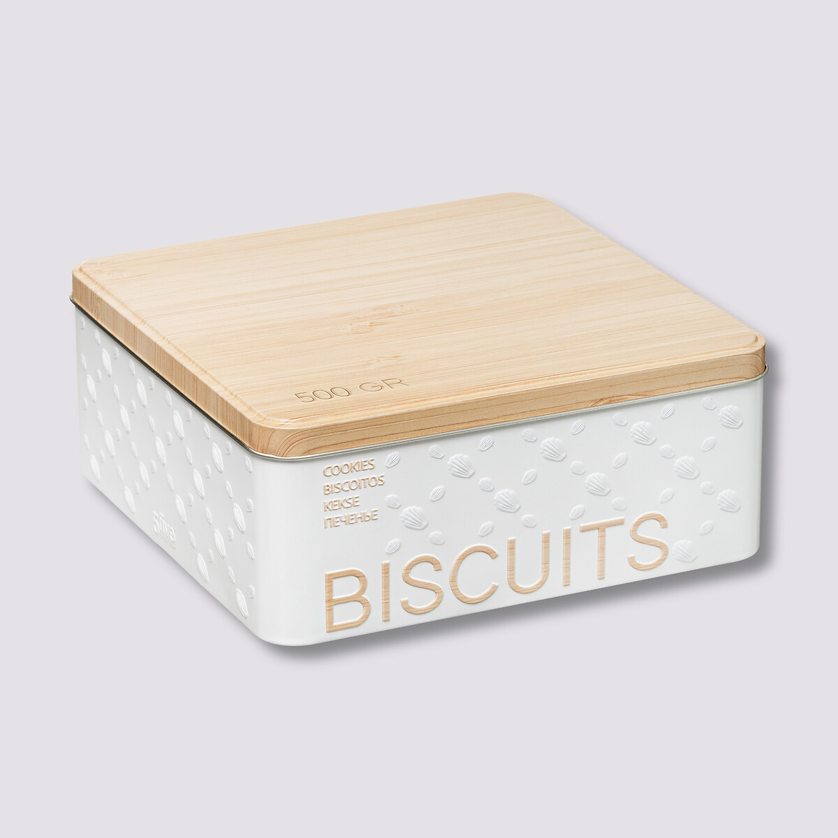 Boîte biscuits métal, blanc Scandi nature
