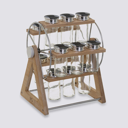 Support roue 15 pots à épices Bambou