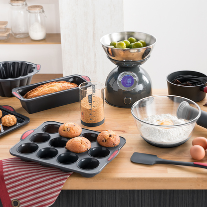 Moule 12 muffins silicone - noir Silitop