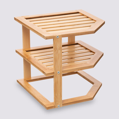 Étagère d'angle 2 niveaux Bambou