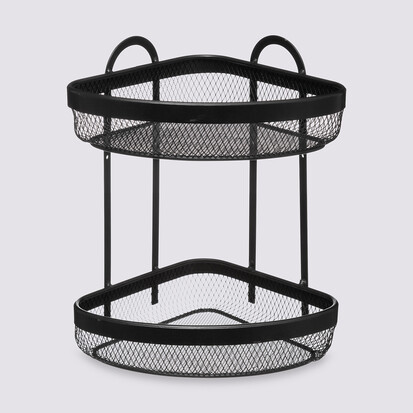 Étagère d'angle 2 niveaux, noir Mayaj