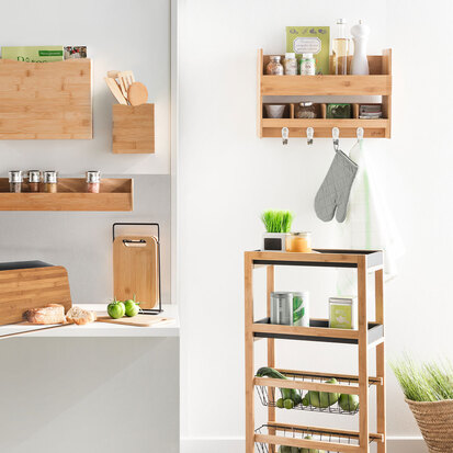 Desserte étroite 3 niveaux, noir Black bambou