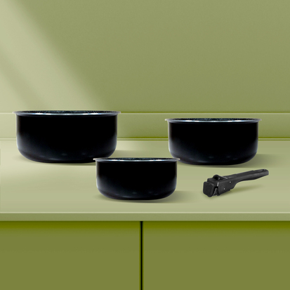 3 casseroles aluminium poignée amovible, 16/18/20cm Amovible