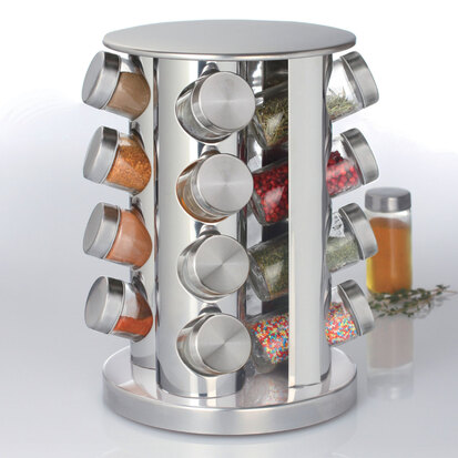 Support rotatif inox 16 pots à épices 