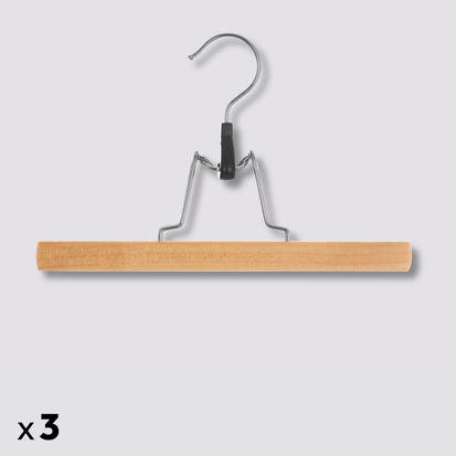 Lot de 3 cintres à pinces bois Hang'clip