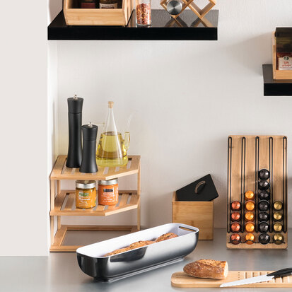 Porte-capsules x40, noir Black bambou