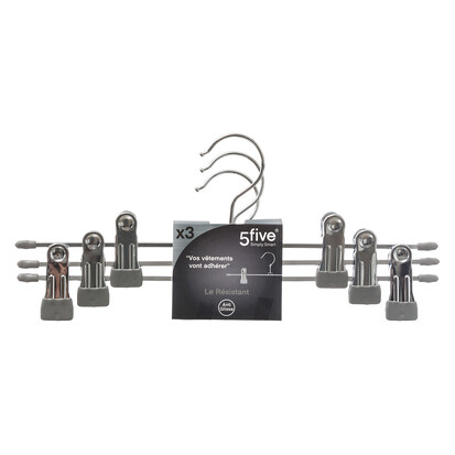 Lot de 3 cintres à pinces en métal Hang'clip