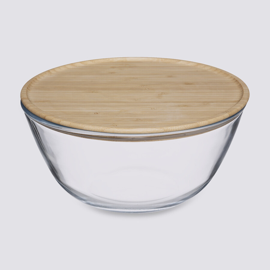Saladier d23 cm, couvercle bambou Cuteat