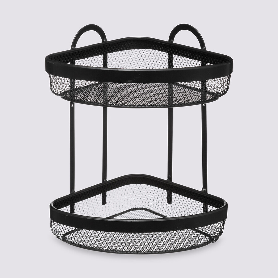 Étagère d'angle 2 niveaux, noir Mayaj