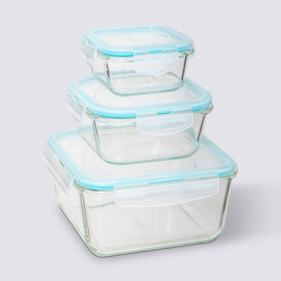 3 grandes boîtes carrées de conservation verre Clipeat