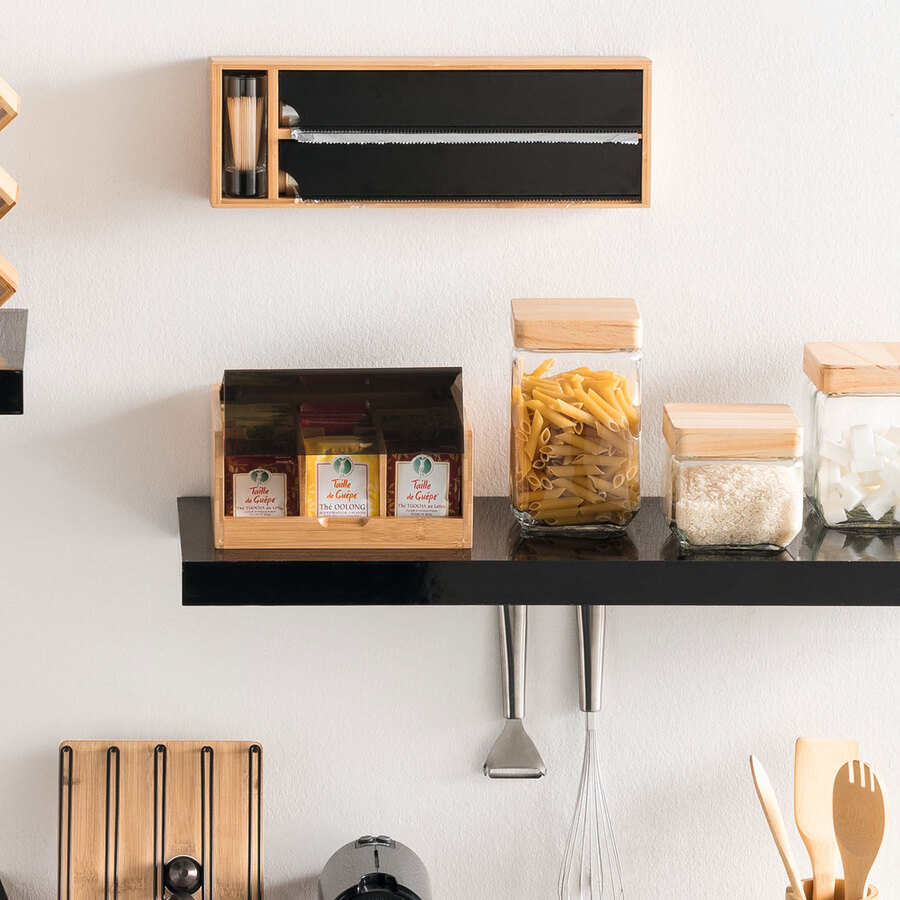 Boîte à thé 6 compartiments, noir Black bambou