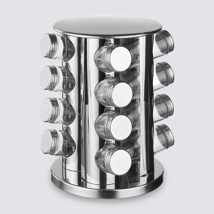 Support rotatif inox 16 pots à épices 