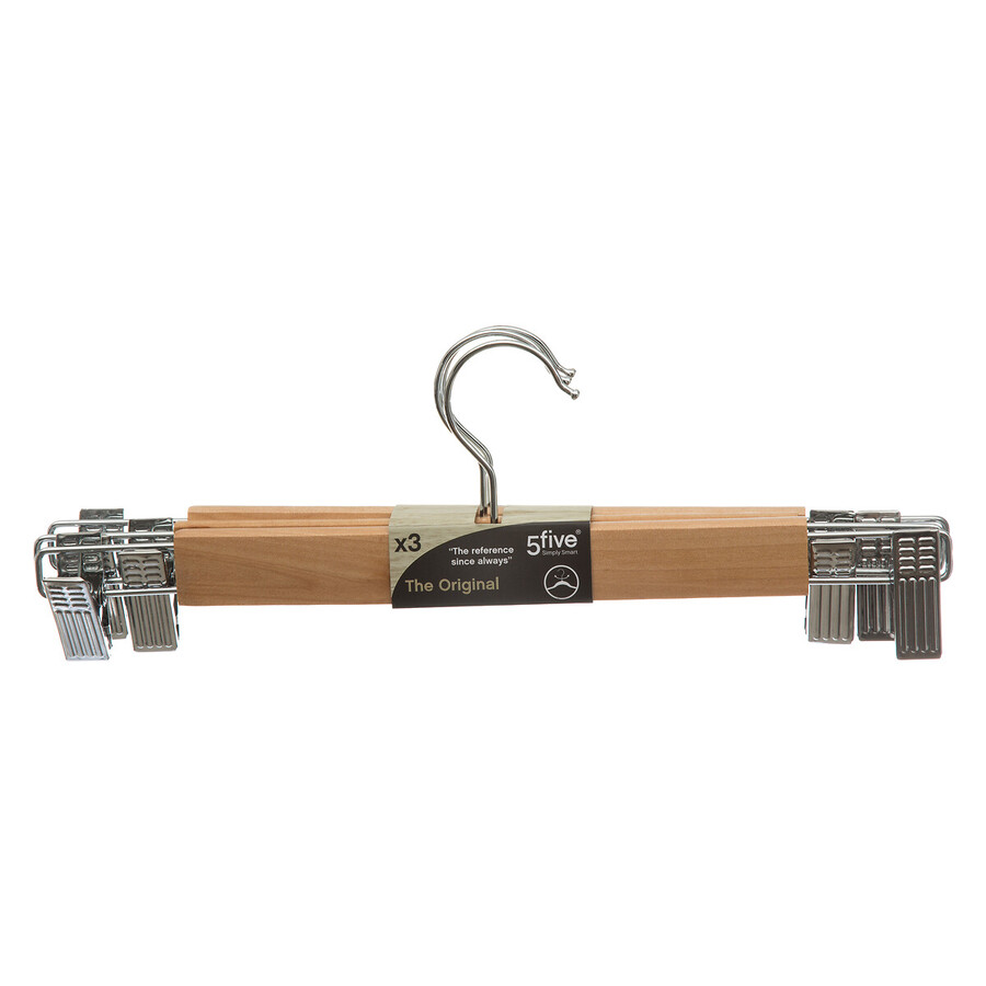 Lot de 3 cintres à pinces métal/bois Hang'clip