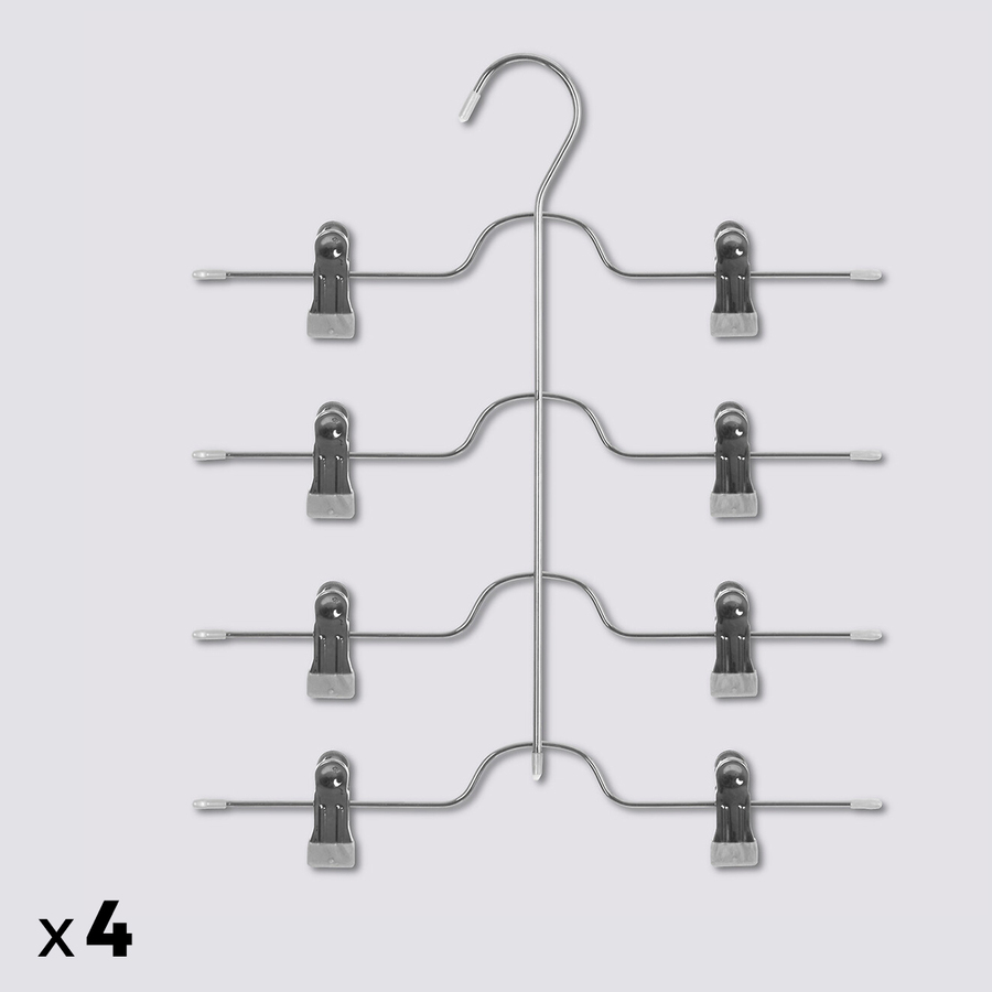 Lot de 4 cintres pantalons en métal Hang'clip
