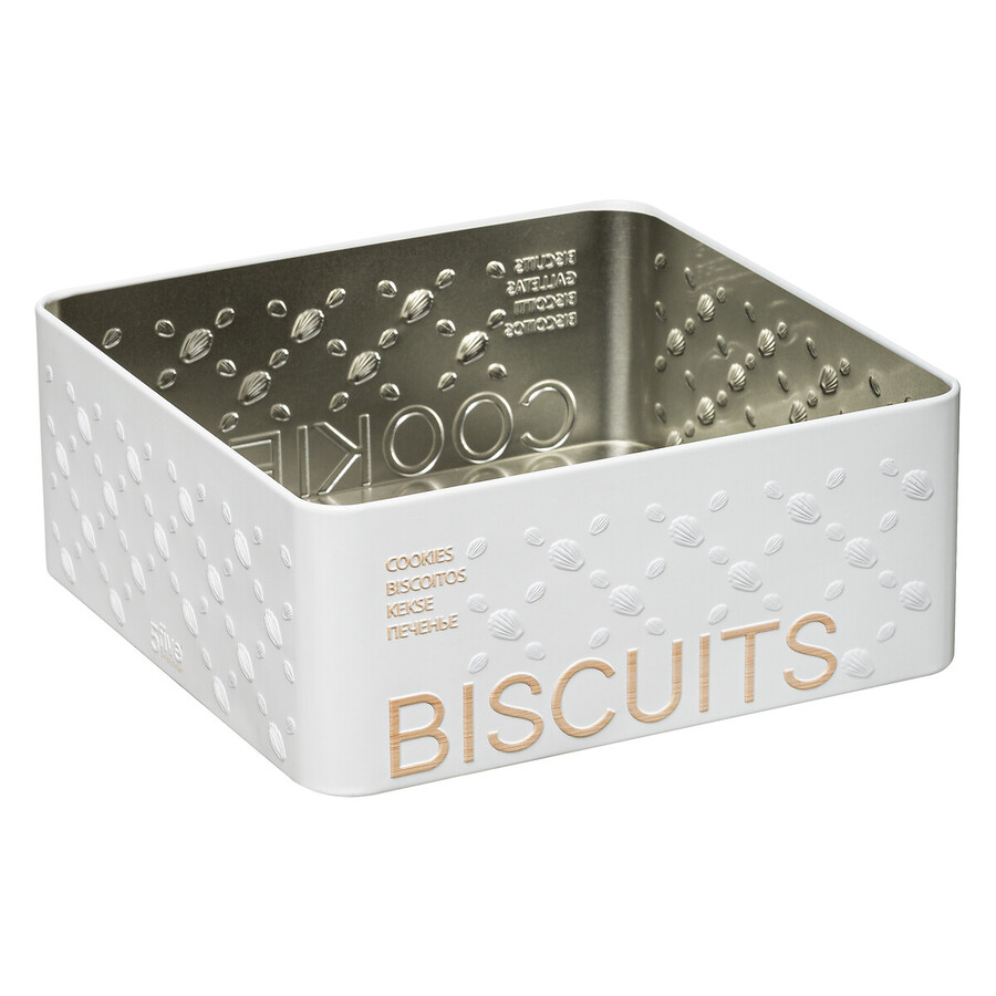 Boîte biscuits métal, blanc Scandi nature