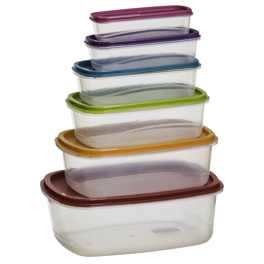 6 boîtes de conservation plastique Colors