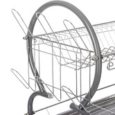 Égouttoir métal 2 niveaux avec plateau, gris