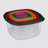 7 boîtes de conservation carrées, plastique Colors