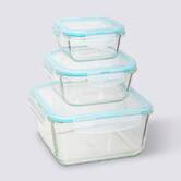 3 grandes boîtes carrées de conservation verre Clipeat