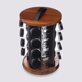 Support rotatif acacia 16 pots à épices 