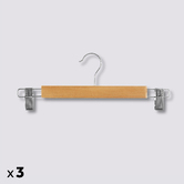 Lot de 3 cintres à pinces métal/bois Hang'clip