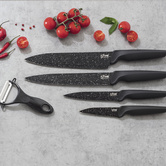 4 couteaux acier, 1 éplucheur Caractère