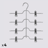 Lot de 4 cintres pantalons en métal Hang'clip