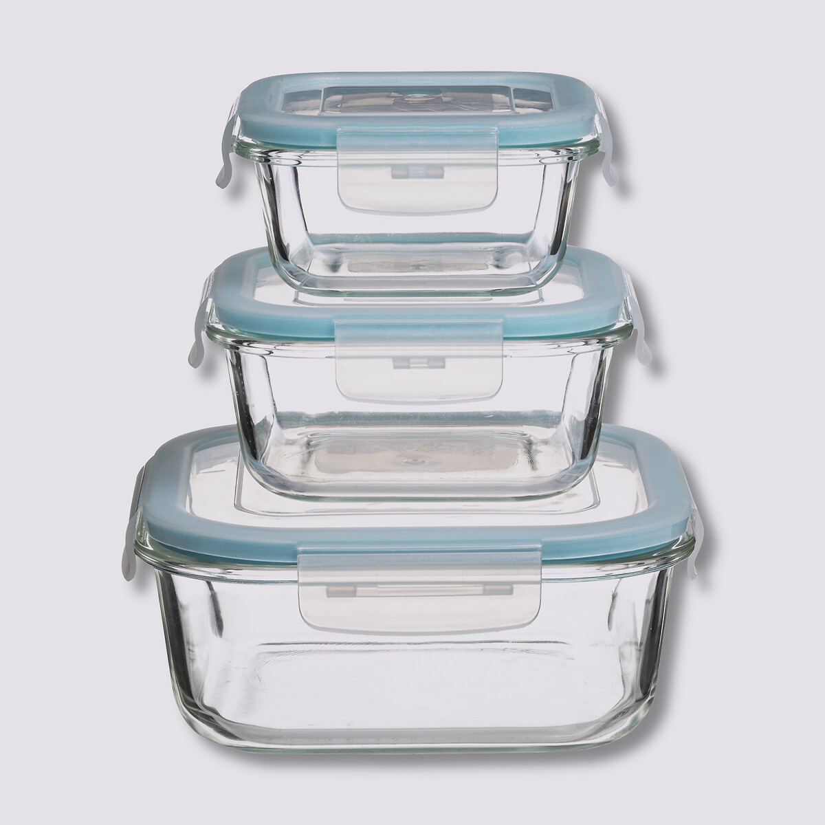 3 petites boîtes carrées de conservation verre Clipeat
