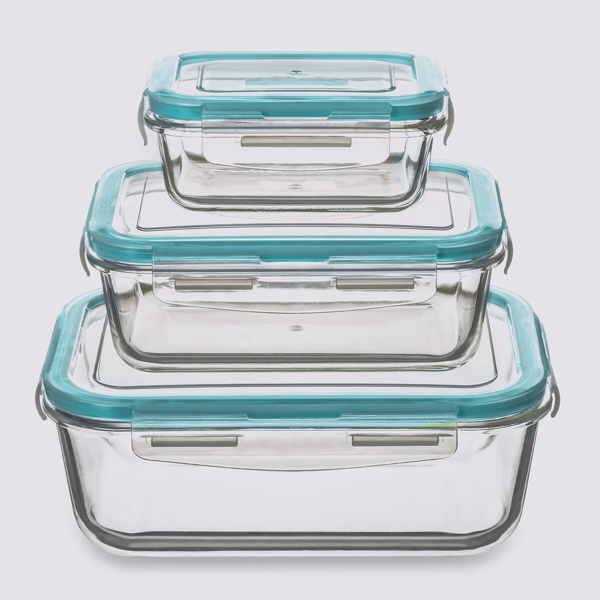 3 grandes boîtes rect de conservation verre Clipeat