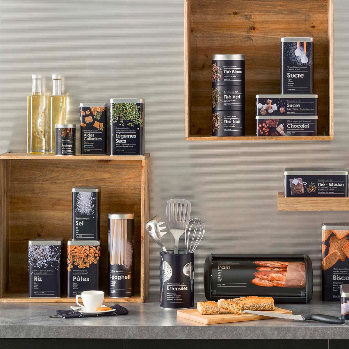 Boîte à thé 100 sachets métal, noir Black edition