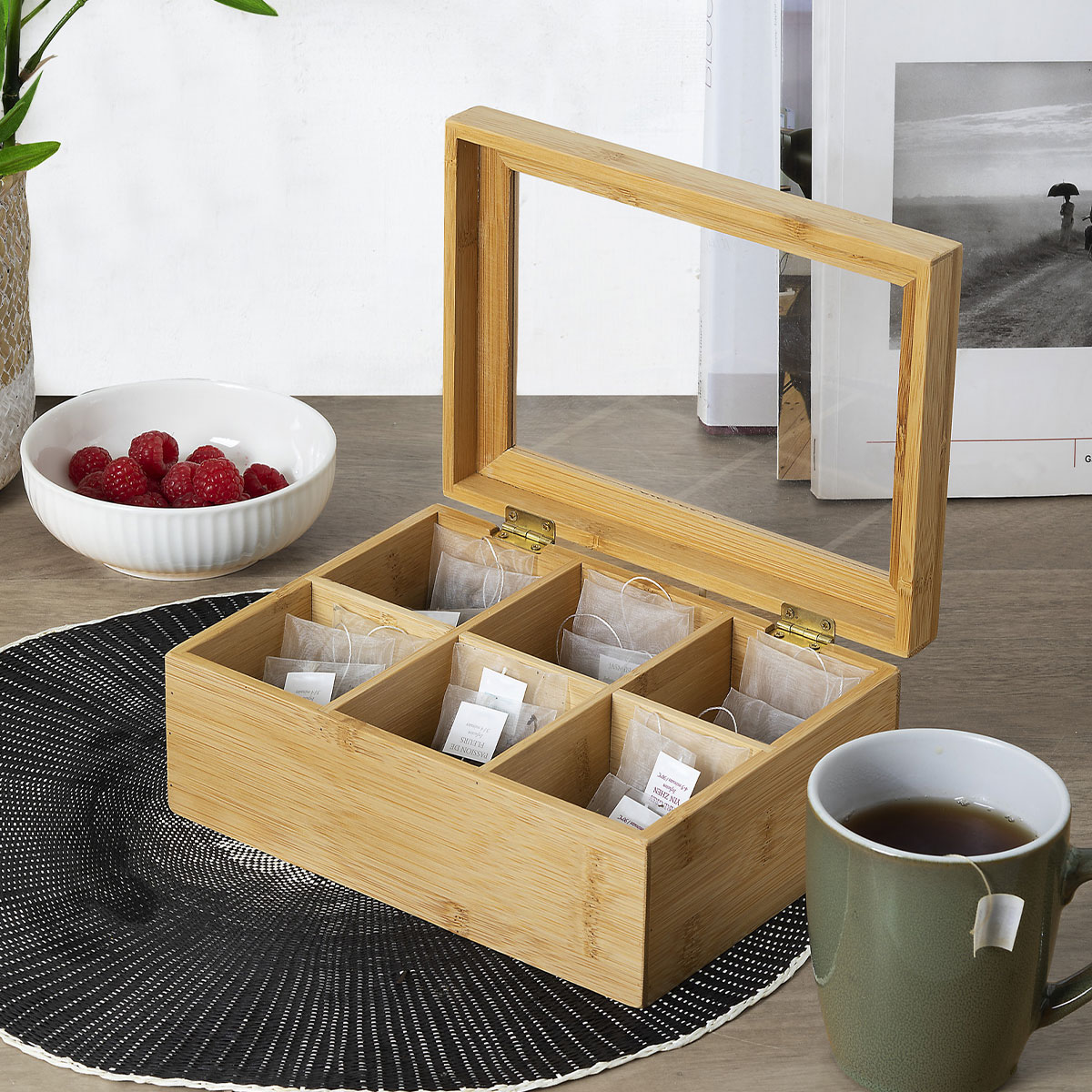 Boîte à thé 6 compartiments Bambou